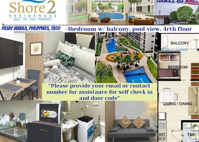 With Balcony Near In Mall Of Located In Shore1 And 2 Residences 3* Manila